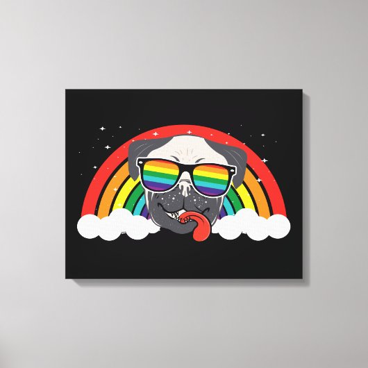 Cute Rainbow Pug Canvas Afdruk (Voorkant)