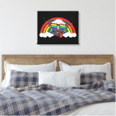 Cute Rainbow Pug Canvas Afdruk (Insitu (Slaapkamer))