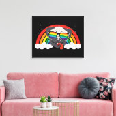 Cute Rainbow Pug Canvas Afdruk (Insitu (Woonkamer))