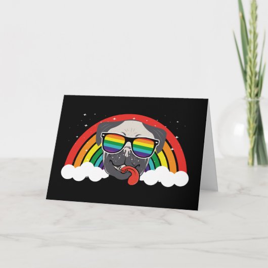 Cute Rainbow Pug Kaart (Voorkant)