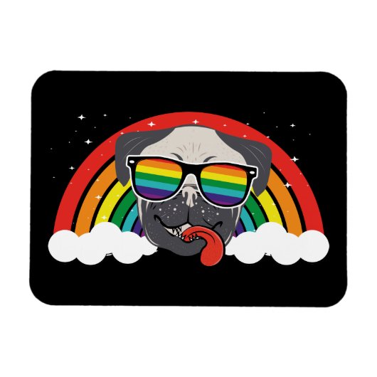 Cute Rainbow Pug Magneet (Horizontaal)