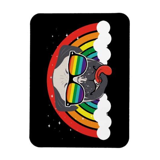 Cute Rainbow Pug Magneet (Verticaal)