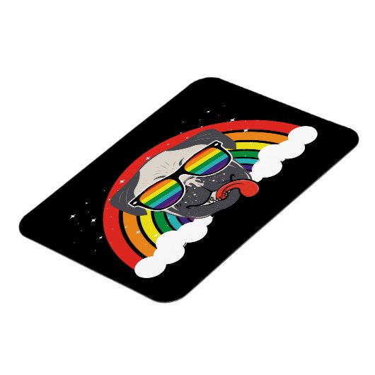 Cute Rainbow Pug Magneet (Linkerzijde)