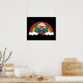 Cute Rainbow Pug Poster (Keuken)