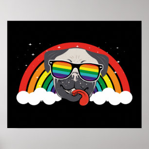 Cute Rainbow Pug Poster