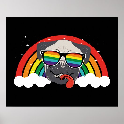 Cute Rainbow Pug Poster (Voorkant)