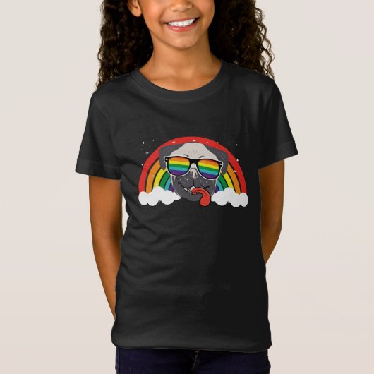Cute Rainbow Pug T-shirt (Voorkant)
