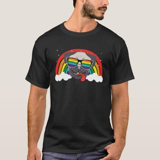 Cute Rainbow Pug T-shirt (Voorkant)