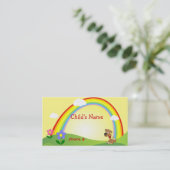 Cute Rainbow & Puppy Children's Calling Card Contactkaartje (Staand voorkant)