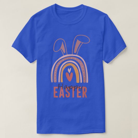 Cute Rainbow Rabbit Bunny Ears Happy Pasen voor tw T-shirt (Design voorkant)