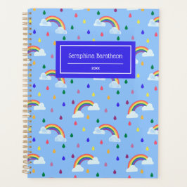 Cute Rainbow Raindrops Pattern, gepersonaliseerd Planner