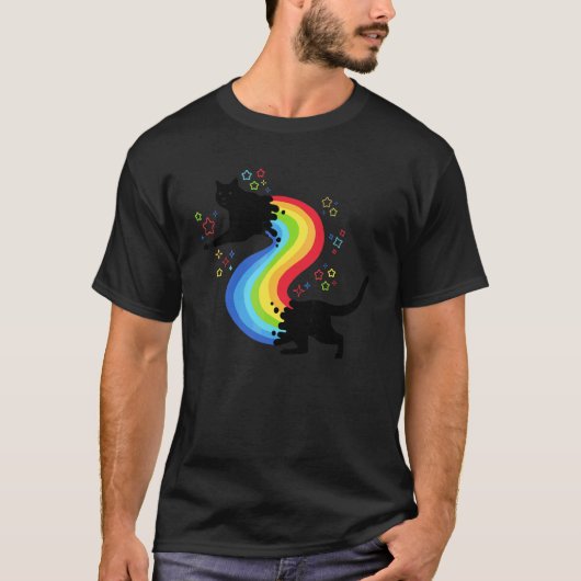 Cute Rainbow Retro Cat Colorful Kitten Ou T-shirt (Voorkant)