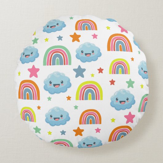 Cute Rainbow Rond Kussen (Voorkant)