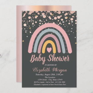 Cute Rainbow, Roos Gold Baby shower Kaart