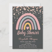 Cute Rainbow, Roos Gold Stip Baby shower Kaart (Voorkant)