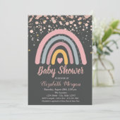 Cute Rainbow, Roos Gold Stip Baby shower Kaart (Staand voorkant)