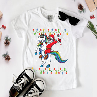 Cute Rainbow Santa Riding Unicorn