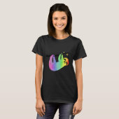 Cute Rainbow Sloth Lgbtq Silhouette Waterverf Yog T-shirt (Voorkant volledig)
