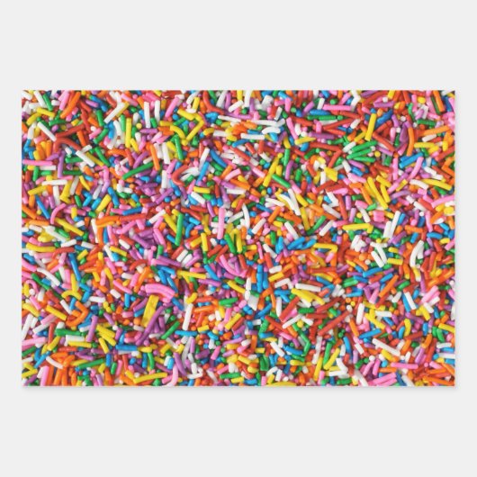Cute Rainbow Sprinkles Snoep Bakery Food Pattern Inpakpapier Vel (Voorkant)