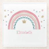 Cute Rainbow Stars Glazen Onderzetter (Voorkant)