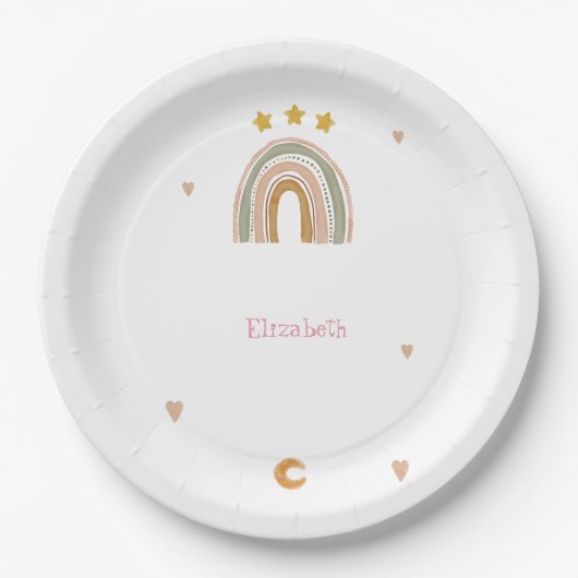 Cute Rainbow Stars Hearts Papieren Bordje (Voorkant)