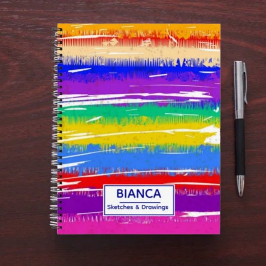 Cute rainbow stripes colorful notitieboek