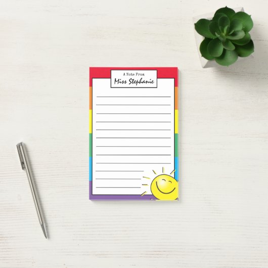Cute Rainbow Sunshine-glimlach van leraar Post-it® Notes (Kantoor)