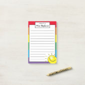 Cute Rainbow Sunshine-glimlach van leraar Post-it® Notes (Op bureau)