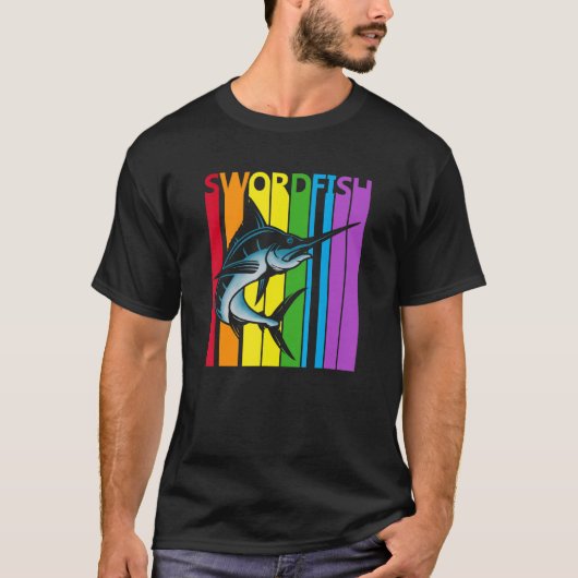 Cute Rainbow Swordfish fish T-shirt (Voorkant)