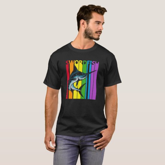 Cute Rainbow Swordfish fish T-shirt (Voorkant volledig)