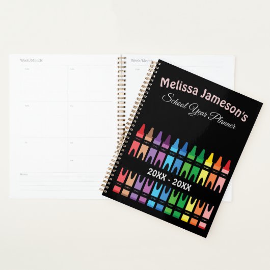 Cute Rainbow Teacher Terug naar School Crayon Planner (Display)