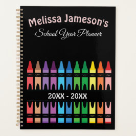 Cute Rainbow Teacher Terug naar School Crayon Planner