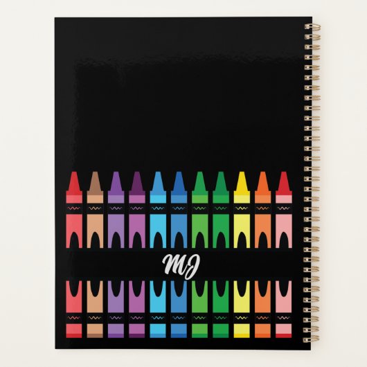 Cute Rainbow Teacher Terug naar School Crayon Planner (Achterkant)