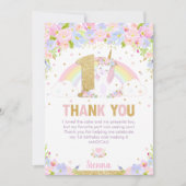 Cute Rainbow Unicorn 1st Birthday Party Bedankkaart (Voorkant)