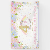 Cute Rainbow Unicorn 4e verjaardag Welkomstachterg Spandoek (Verticaal)