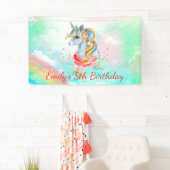 Cute Rainbow Unicorn 5th Birthday Party Banner (Insitu)
