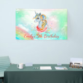 Cute Rainbow Unicorn 5th Birthday Party Banner (Beurs)
