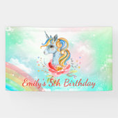 Cute Rainbow Unicorn 5th Birthday Party Banner (Horizontaal)