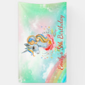 Cute Rainbow Unicorn 5th Birthday Party Banner (Verticaal)