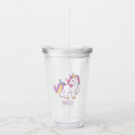 Cute Rainbow Unicorn Acryl Drinkbeker