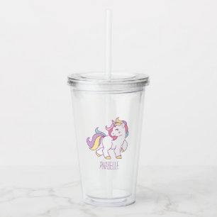 Cute Rainbow Unicorn Acryl Drinkbeker