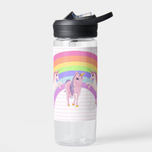 Cute Rainbow Unicorn Add Girl's Name Waterfles