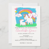 Cute Rainbow Unicorn Baby shower Kaart (Voorkant)