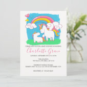 Cute Rainbow Unicorn Baby shower Kaart (Staand voorkant)