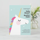 Cute Rainbow Unicorn Baby shower Kaart (Staand voorkant)