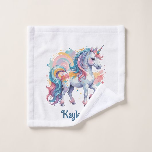 Cute Rainbow Unicorn Bad Handdoek (Wasdoekje)
