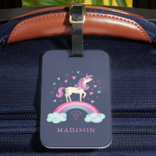 Cute Rainbow Unicorn Bagagelabel