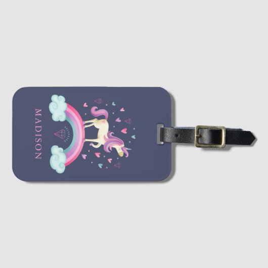 Cute Rainbow Unicorn Bagagelabel (Voorkant (horizontaal))