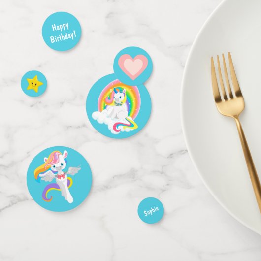 Cute Rainbow Unicorn Birthday Confetti (Groep)