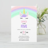 Cute Rainbow Unicorn Birthday Kaart (Staand voorkant)